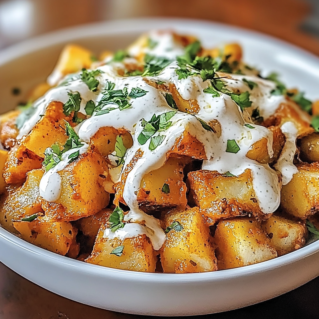 Recipe preparation for Cheesy Fiesta Potatoes Taco Bell