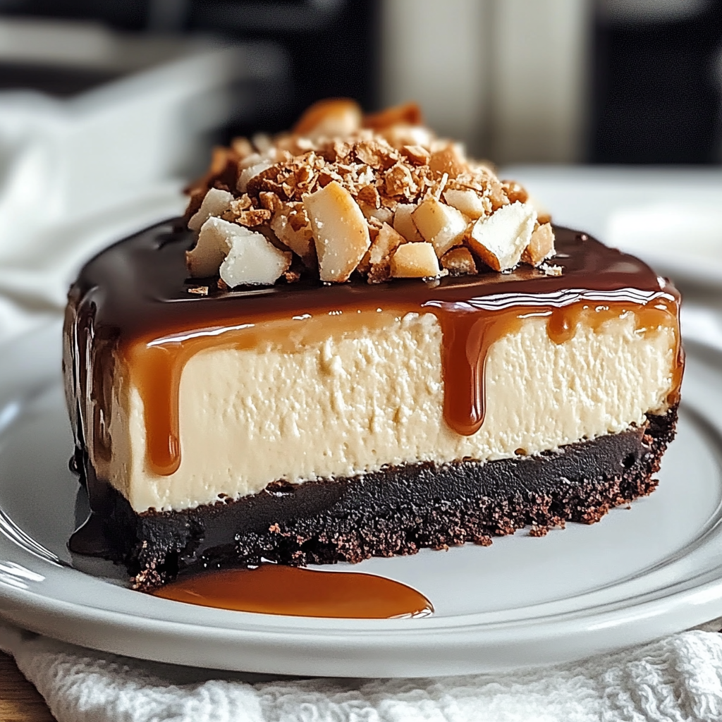 Recipe preparation for Samoa Cheesecake with Coconut Caramel
