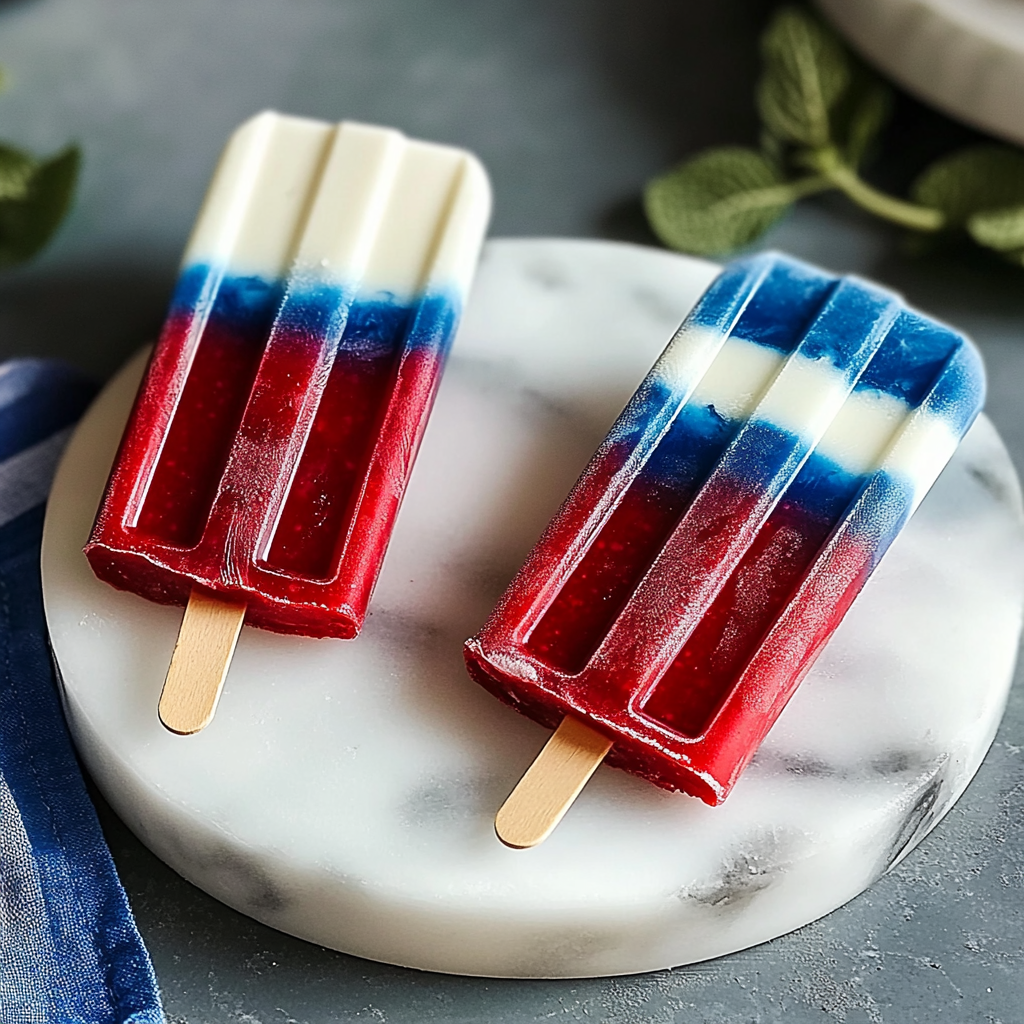 Recipe preparation for Red White and Blue Popsicles