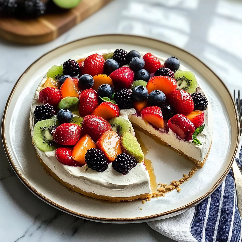 Recipe preparation for Fruit Pizza Summer Dessert
