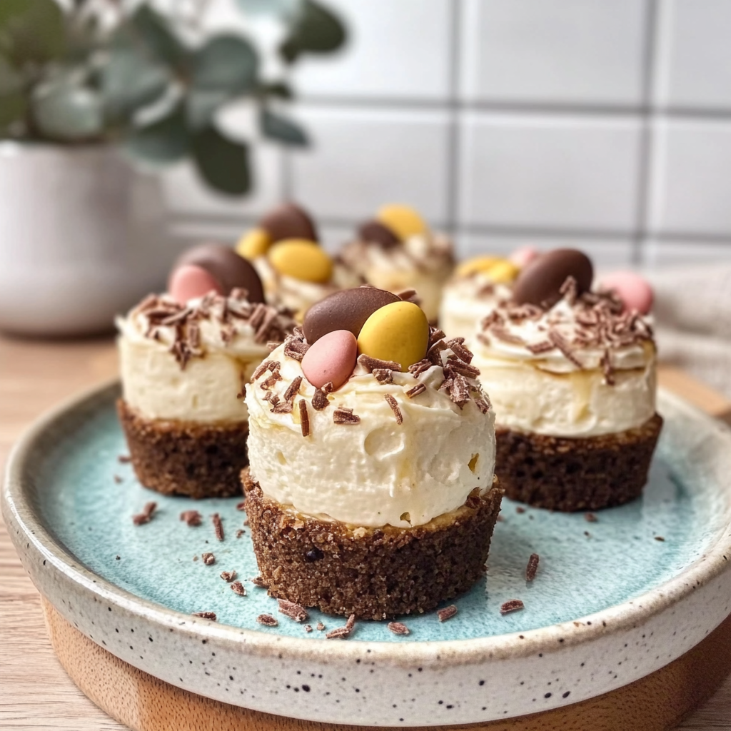 Recipe preparation for Easter No-Bake Mini Cheesecakes Recipe