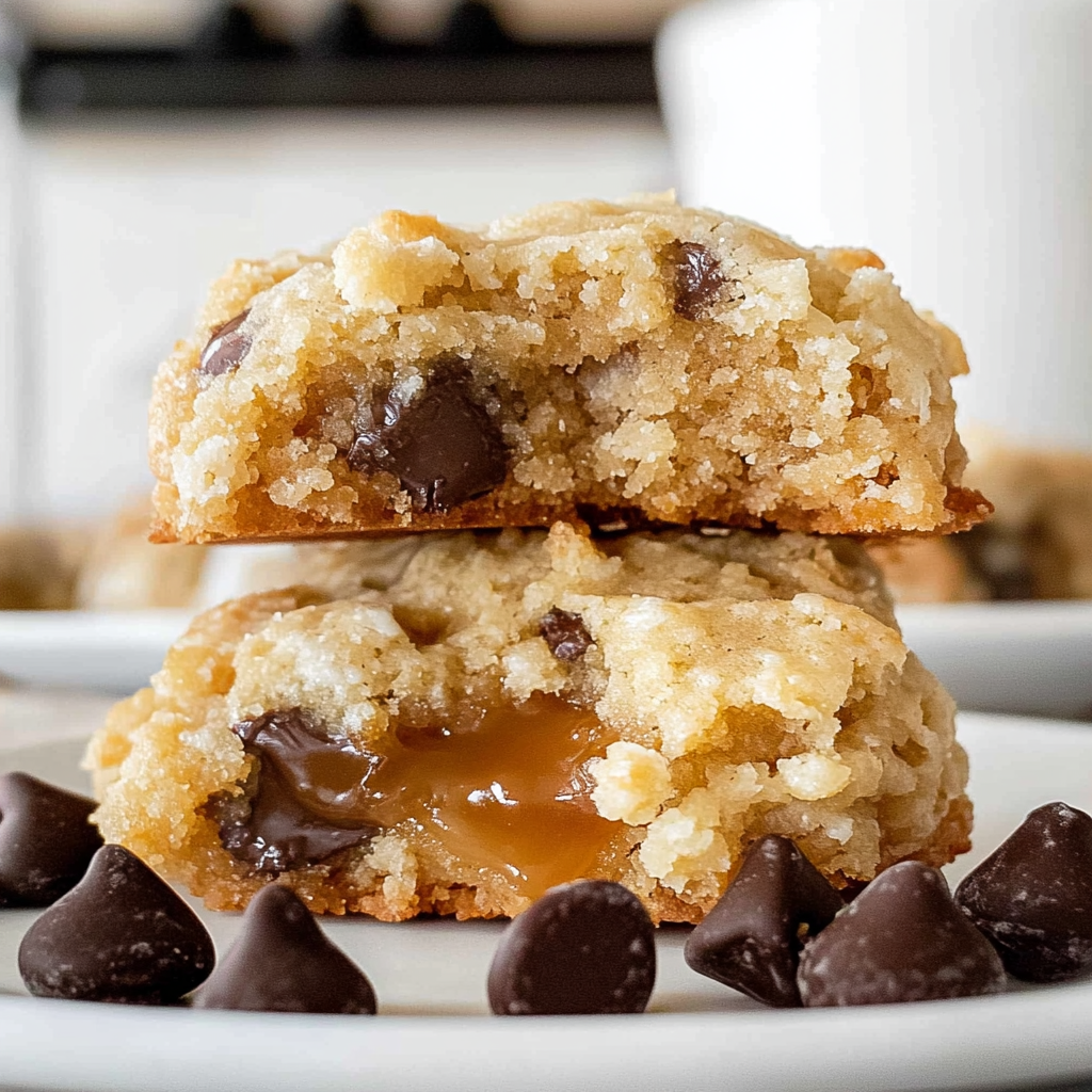 Recipe preparation for Thick and Chewy Caramel Coconut Cookies