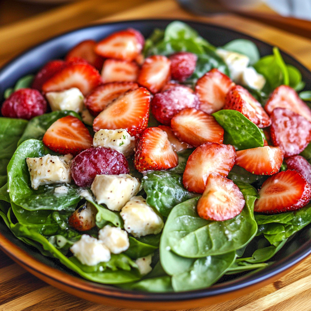 Recipe preparation for Strawberry Spinach Salad 