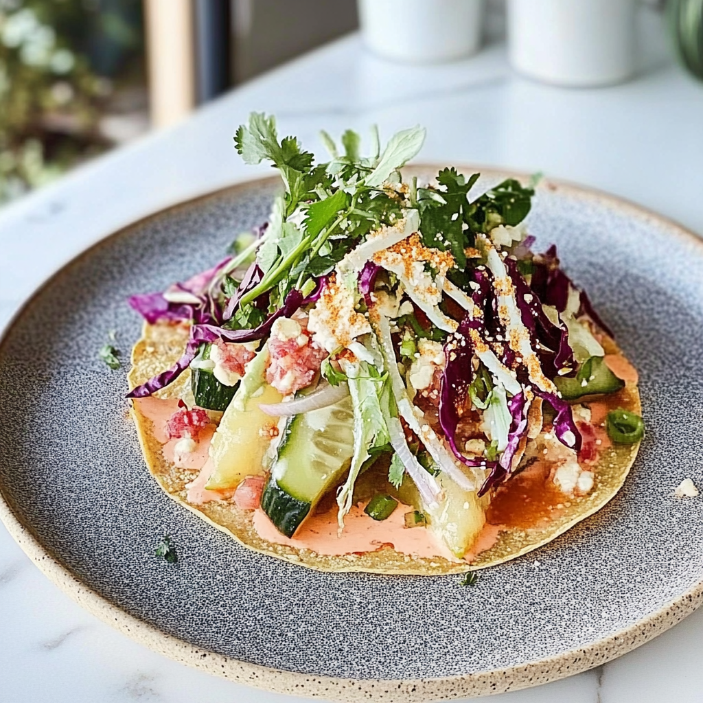 Recipe preparation for Butter-Baked Cucumber Tostadas