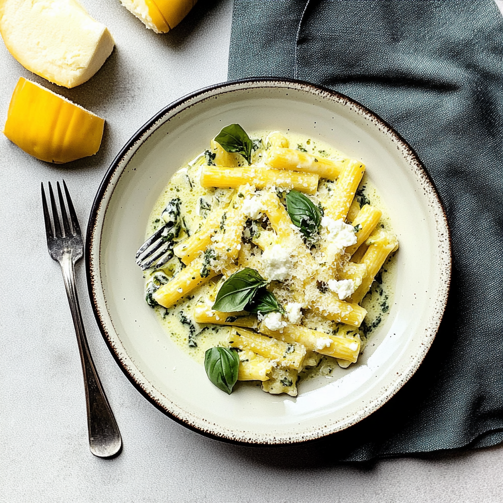 Recipe preparation for Skillet Pasta with Summer Squash, Ricotta and Basil