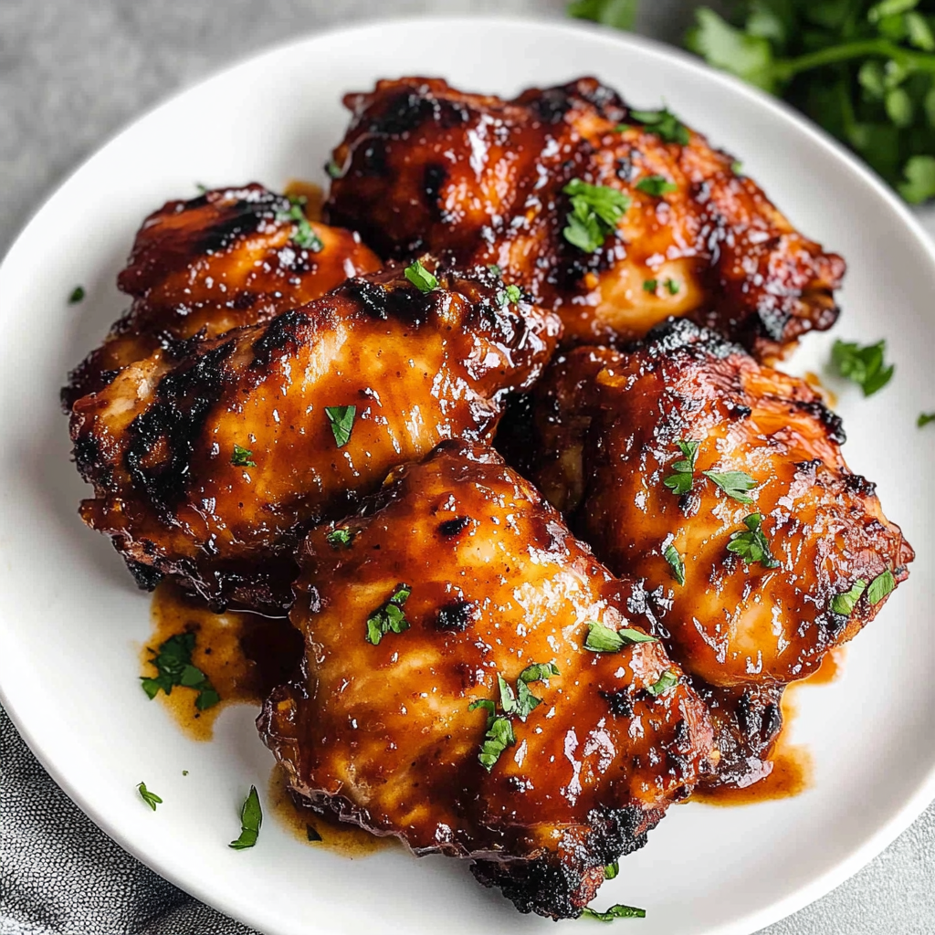 Recipe preparation for Grilled BBQ Boneless Chicken Thighs