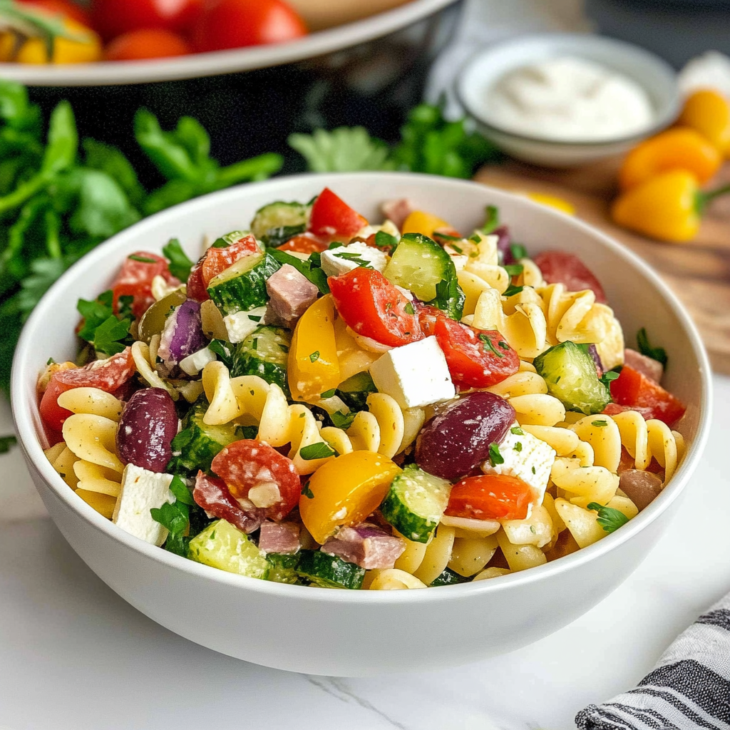 Recipe preparation for Italian Pasta Salad Recipe