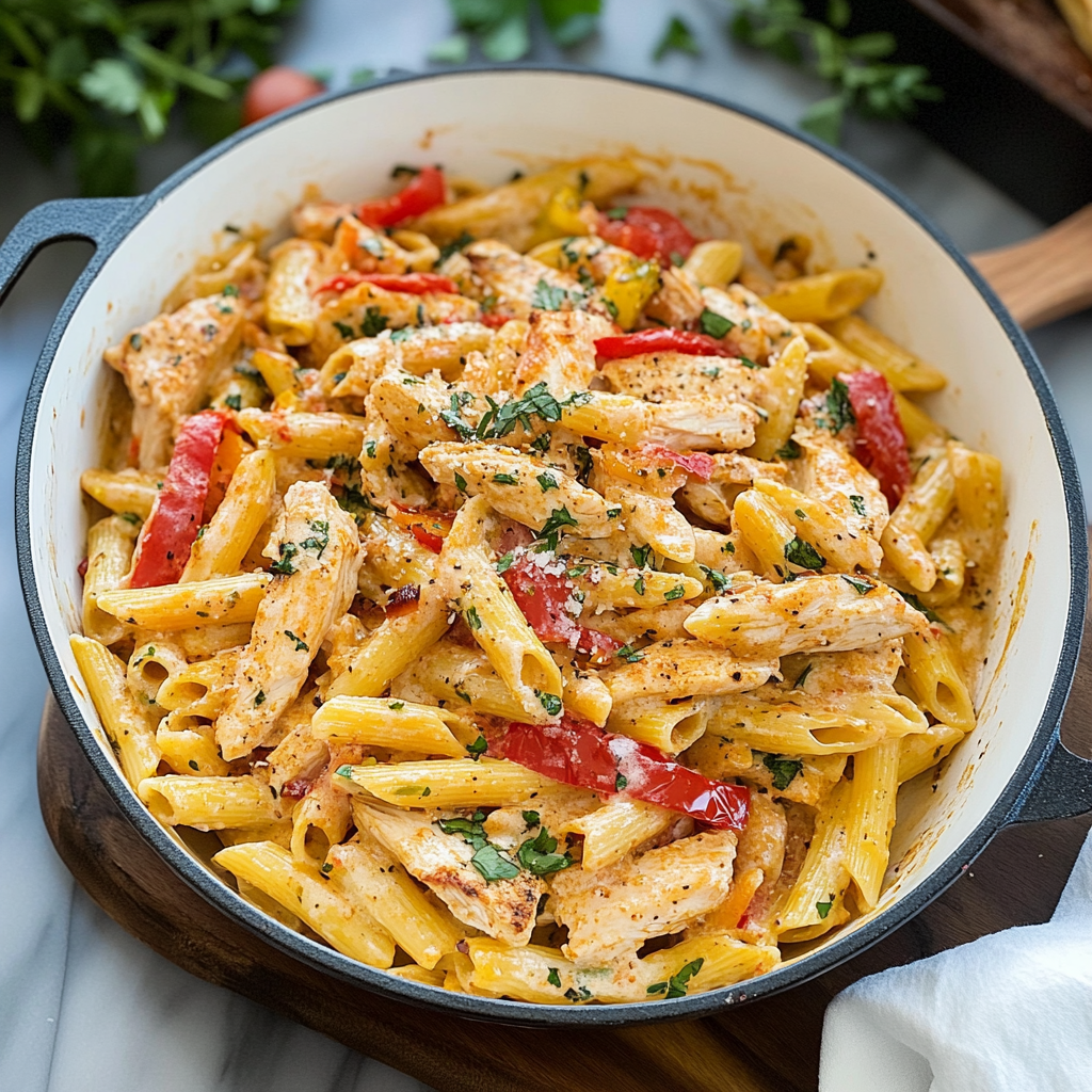 Recipe preparation for Cajun Chicken Pasta Recipe