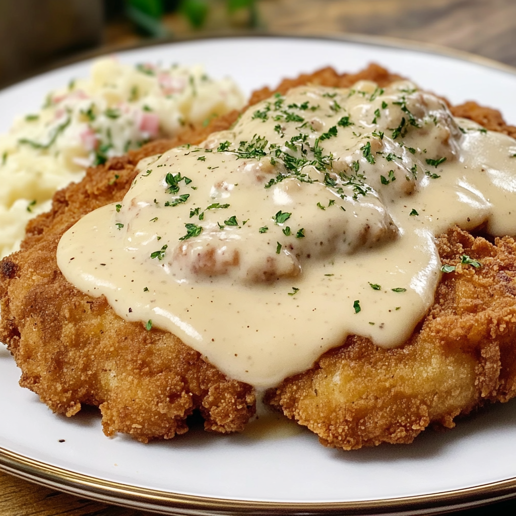 Recipe preparation for Chicken Fried Steak w/ Country Gravy