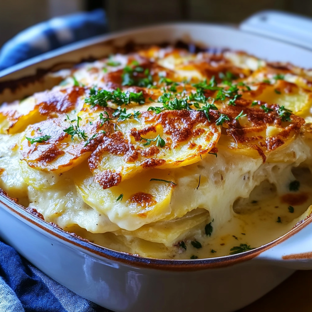 Recipe preparation for Loaded Scalloped Potatoes
