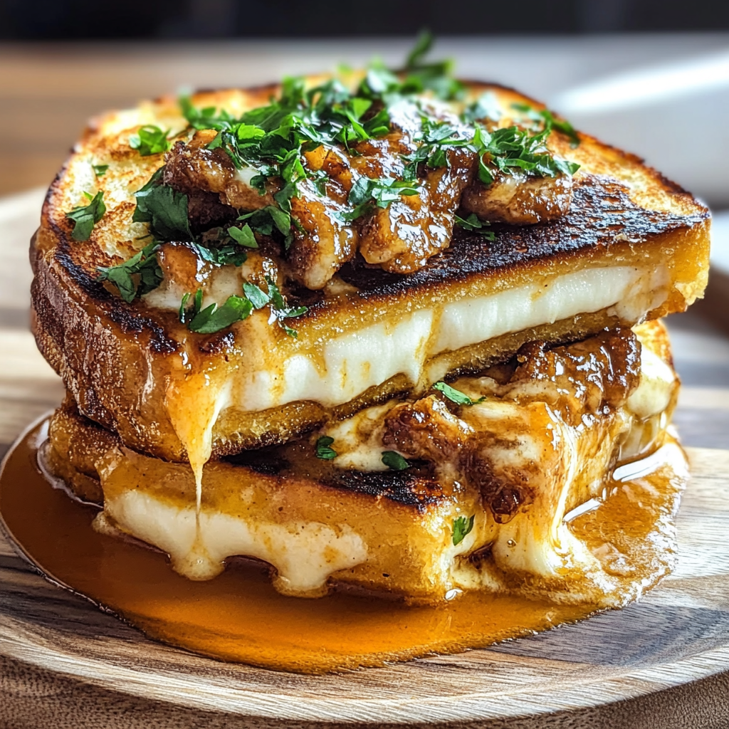 Recipe preparation for Birria Grilled Cheese