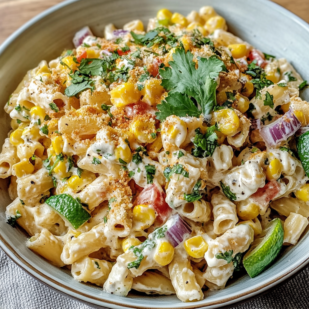 Recipe preparation for Mexican Street Corn Pasta Salad