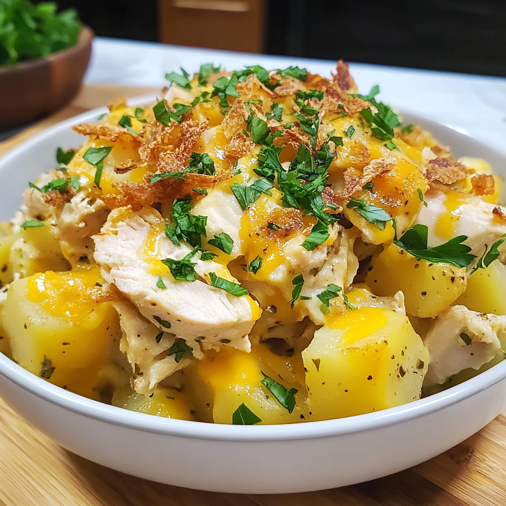 Recipe preparation for Loaded Potato Ranch Chicken Casserole