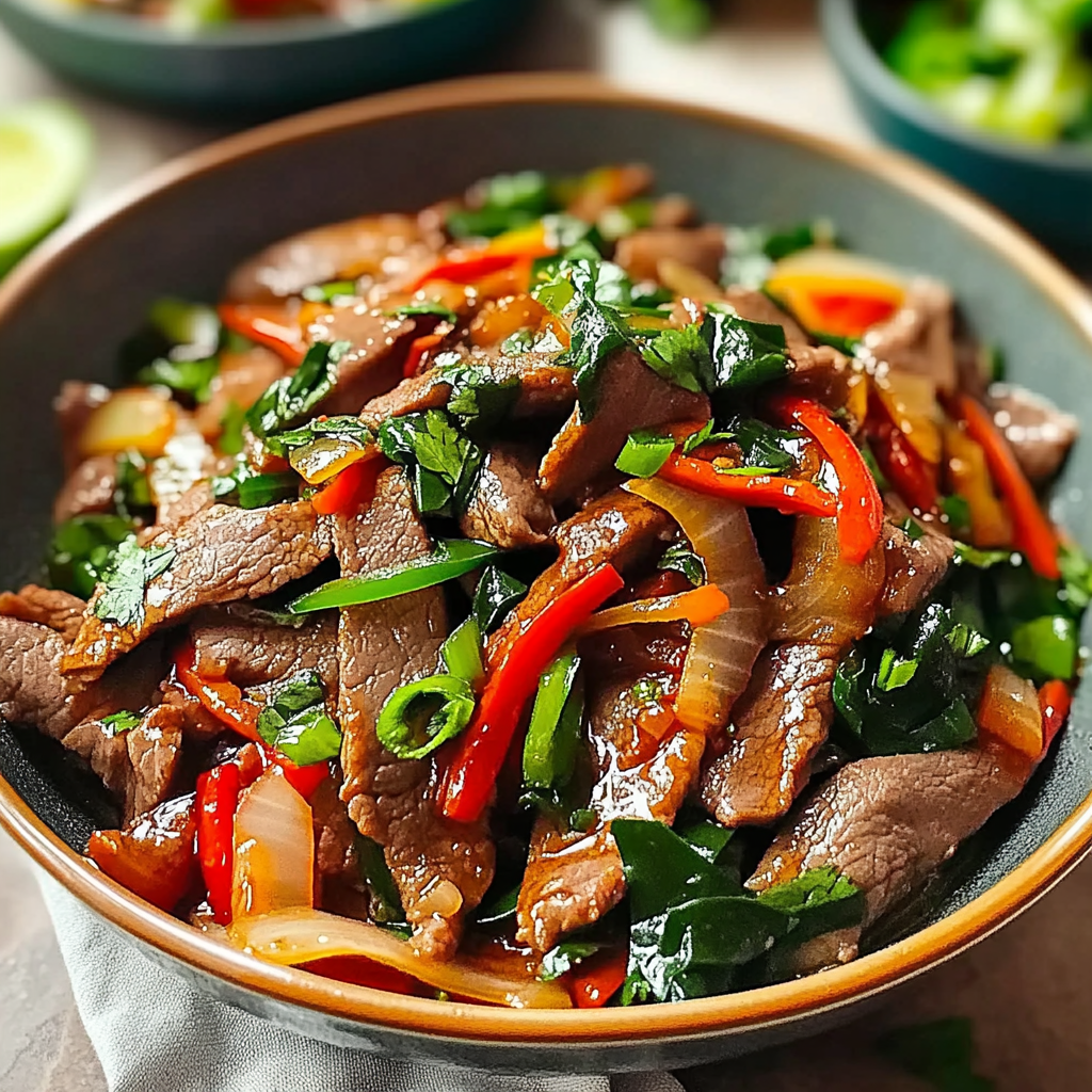 Recipe preparation for Spicy Beef Stir Fry