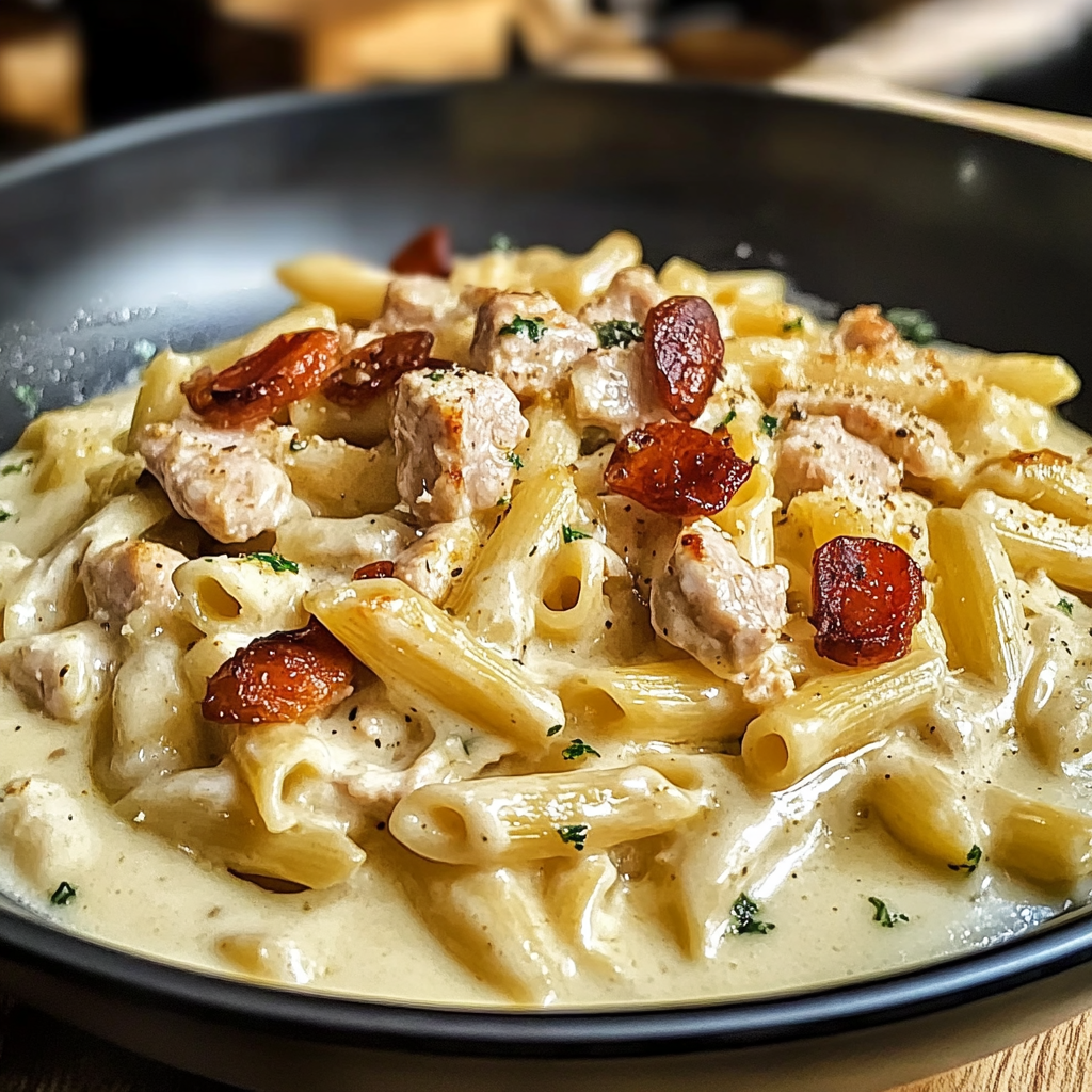 Recipe preparation for Creamy Pepper Jack Pasta Delight
