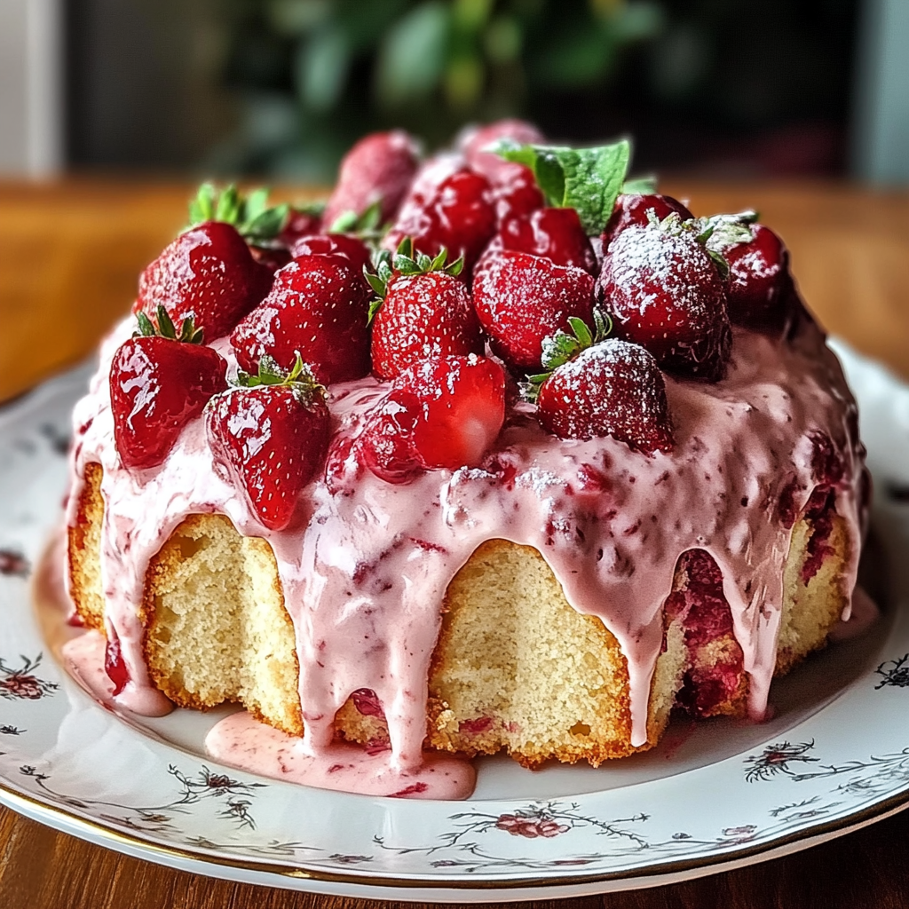Recipe preparation for Homemade Strawberry Cream Cake