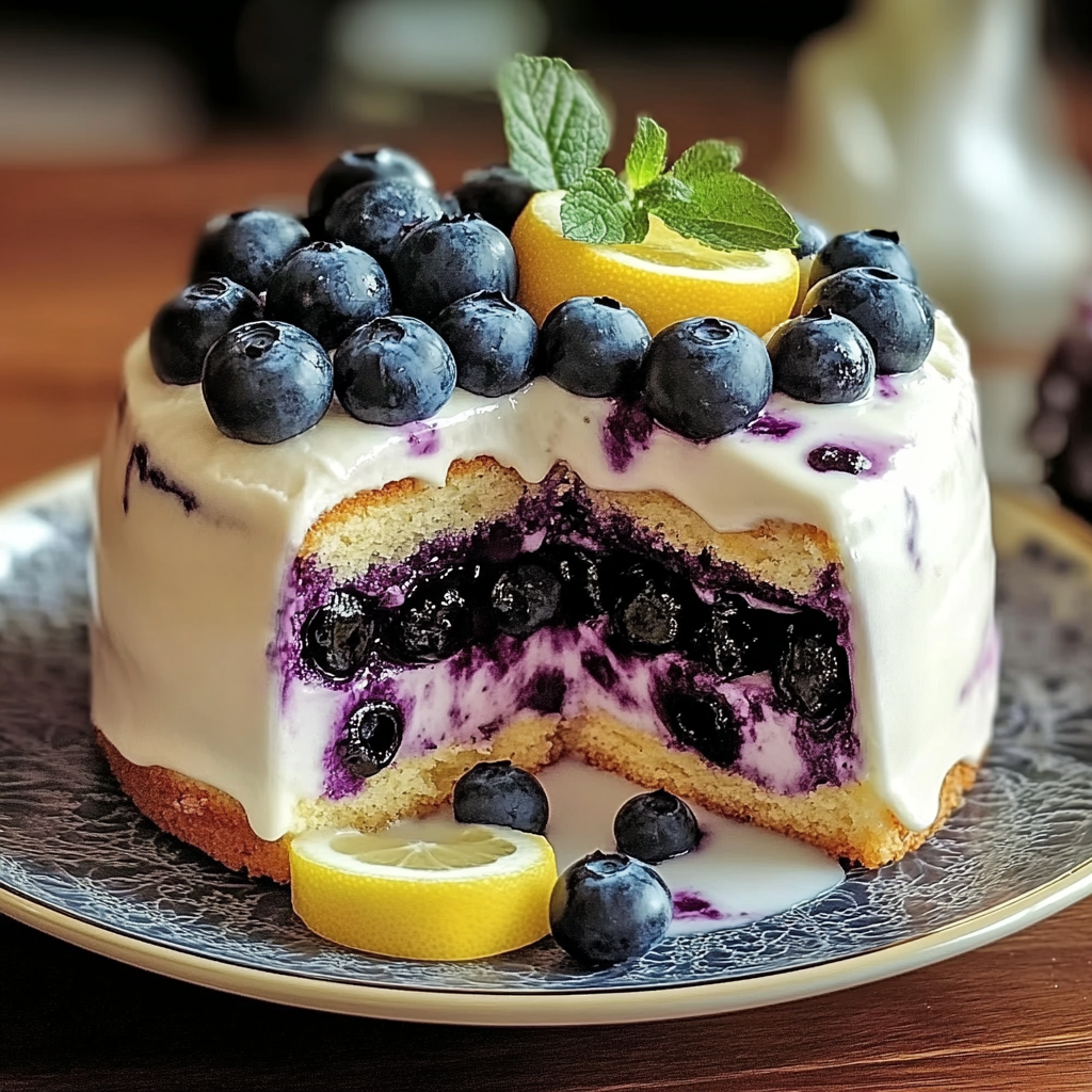 Recipe preparation for Lemon Blueberry Buttermilk Dessert