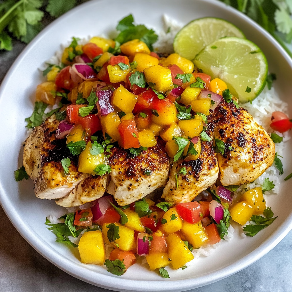 Recipe preparation for Chicken with Mango Salsa