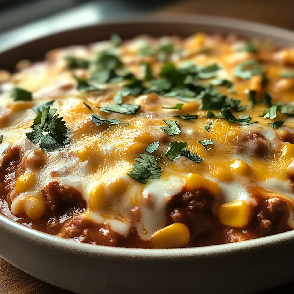 Recipe preparation for Creamy Cheesy Enchilada Chili
