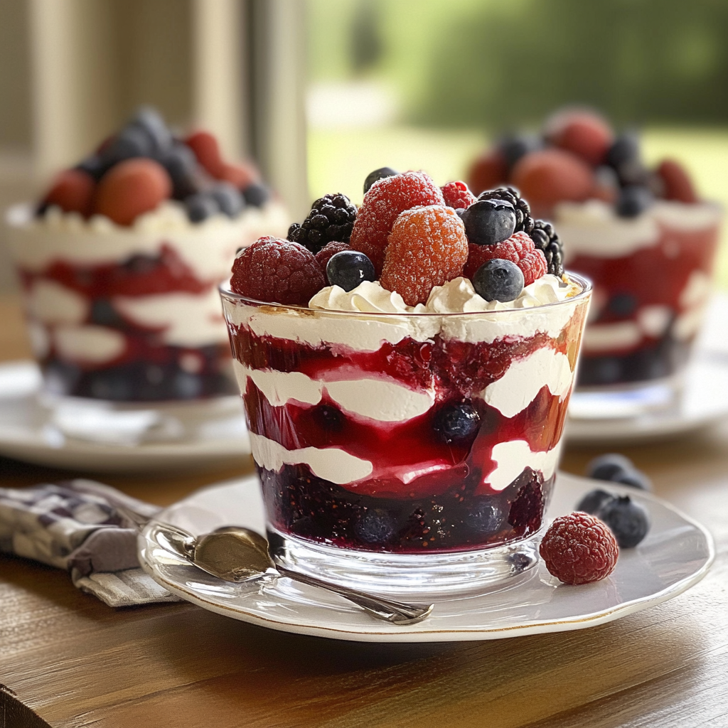 Recipe preparation for Mixed Berry Trifle