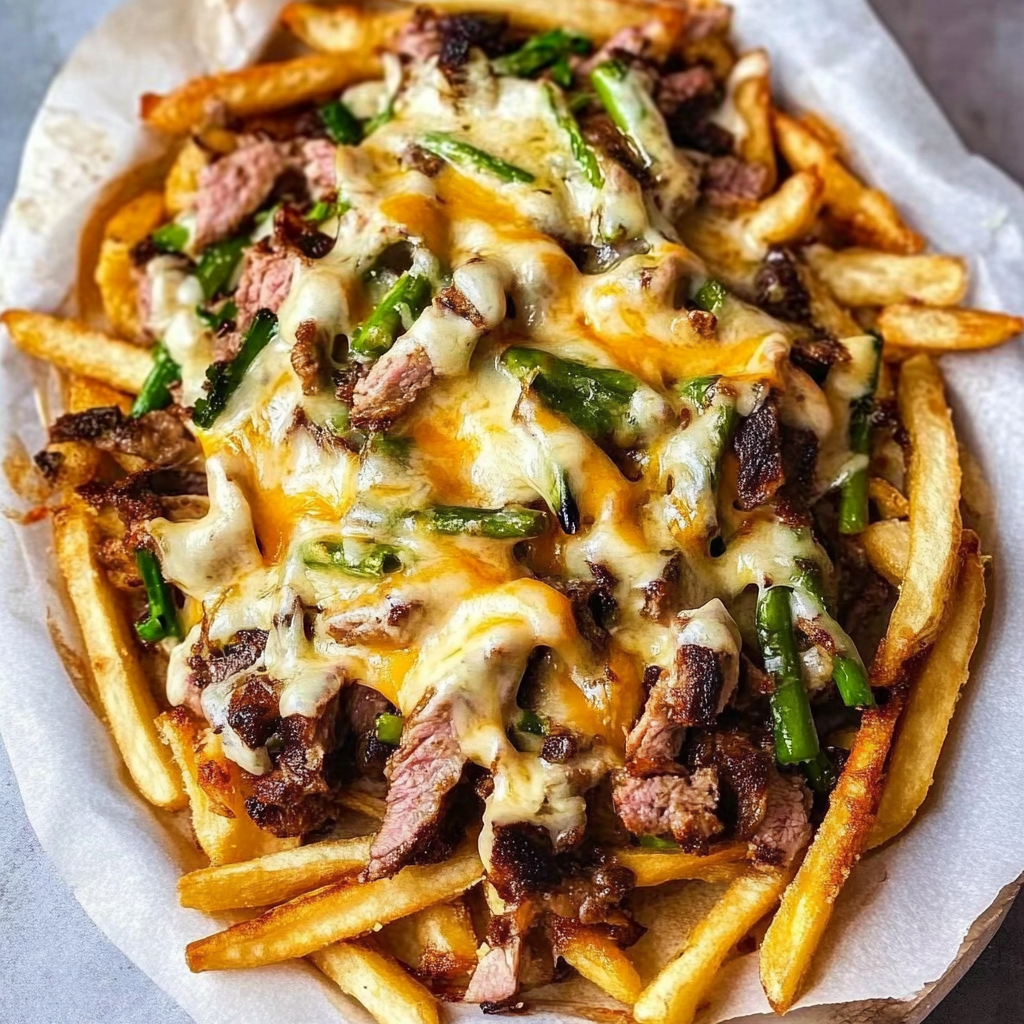 Recipe preparation for Philly Steak Cheese Fries