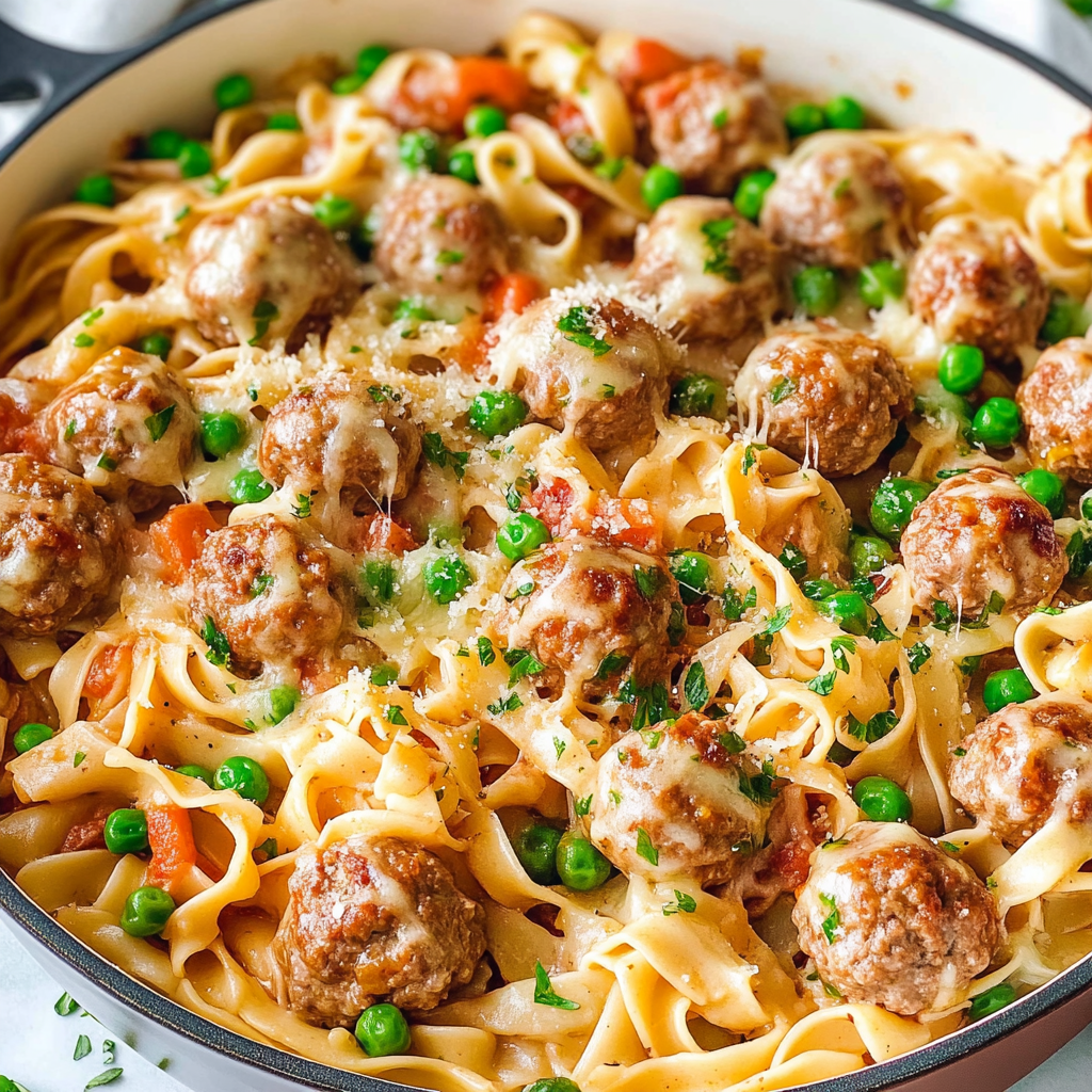Recipe preparation for Swedish Meatball Noodle Bake