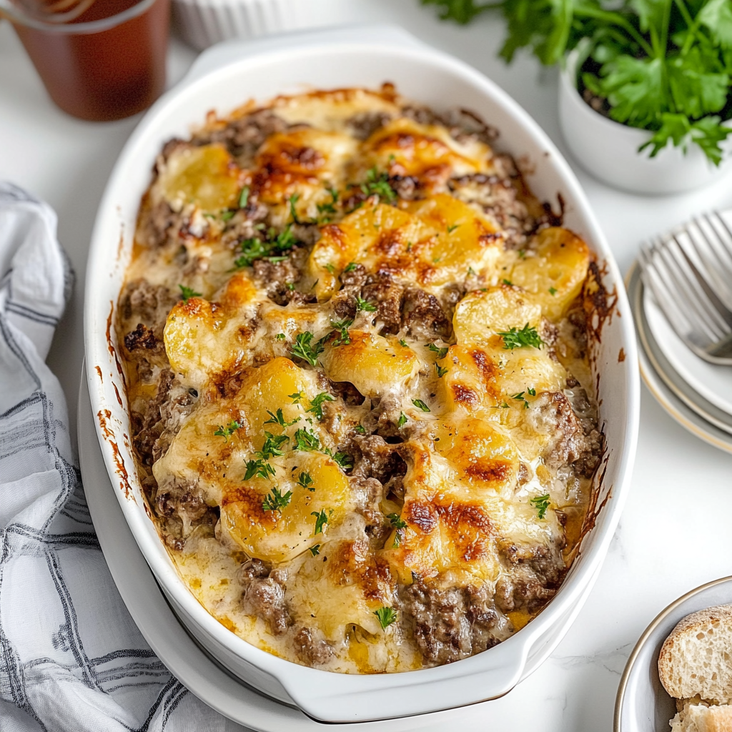 Recipe preparation for Ground Beef Potatoes Casserole