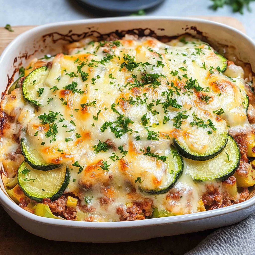 Recipe preparation for Ground Beef Zucchini Dish