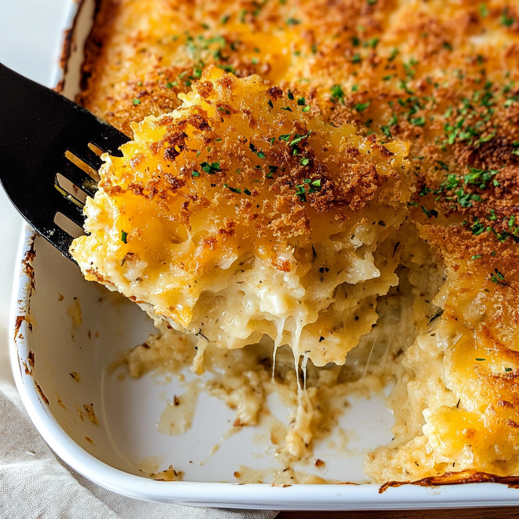 Recipe preparation for Cheesy Ranch Hash Brown Bake