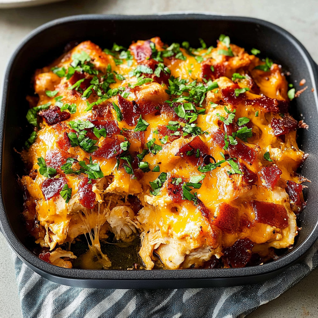 Recipe preparation for Buffalo Chicken Bake