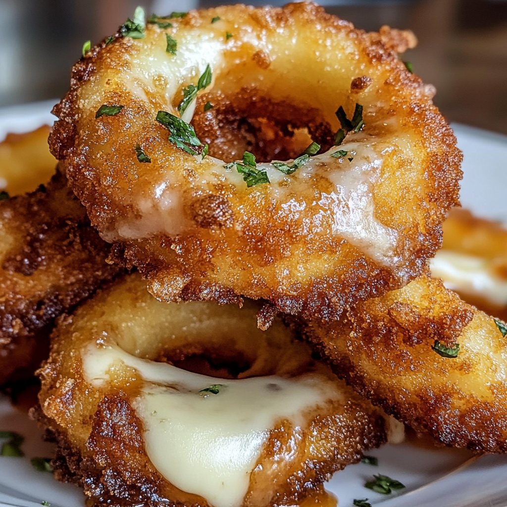 Recipe preparation for Cheesy Onion Rings