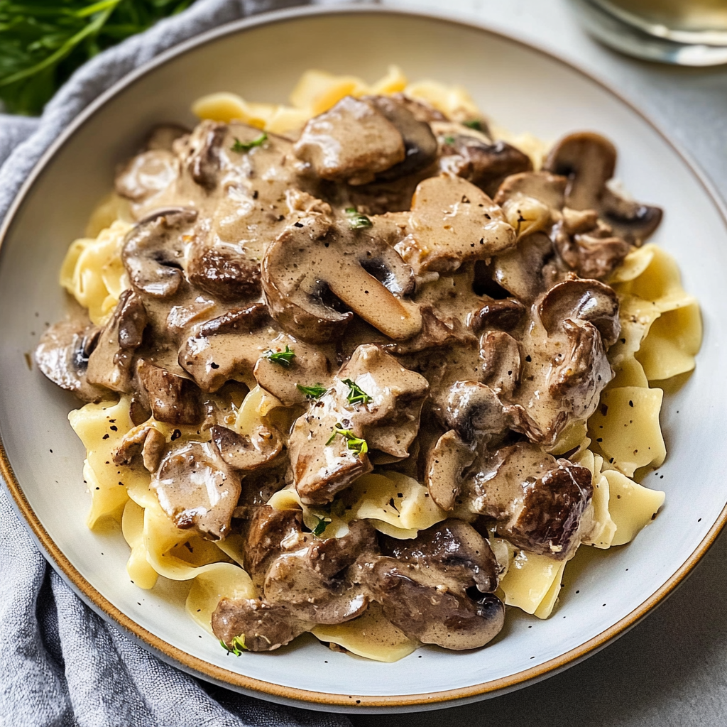 Recipe preparation for Quinoa Beef Stroganoff