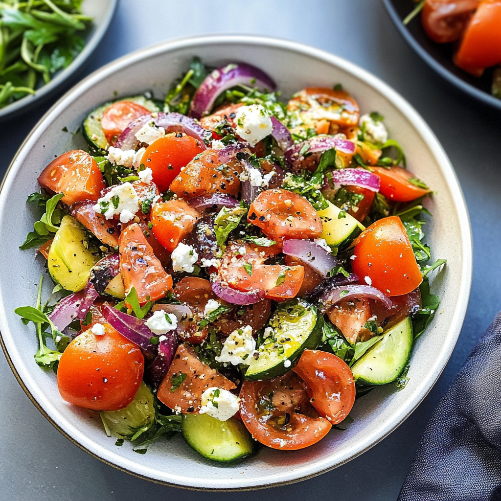 Recipe preparation for smoked greek salad