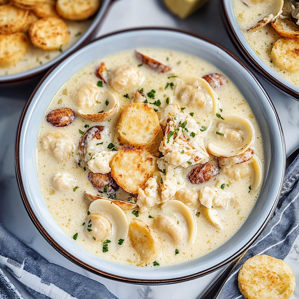 Recipe preparation for Broiled Clam Chowder