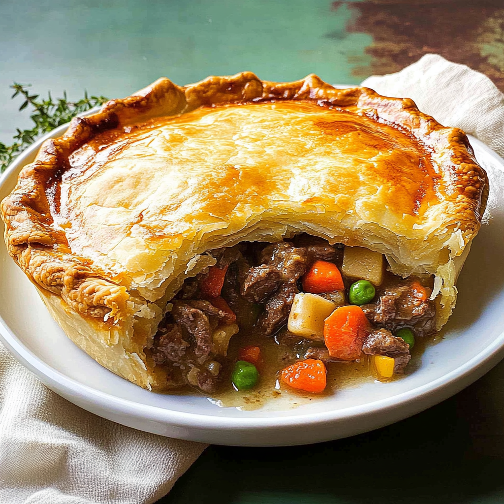Recipe preparation for Decadent Cheese Beef Pot Pie