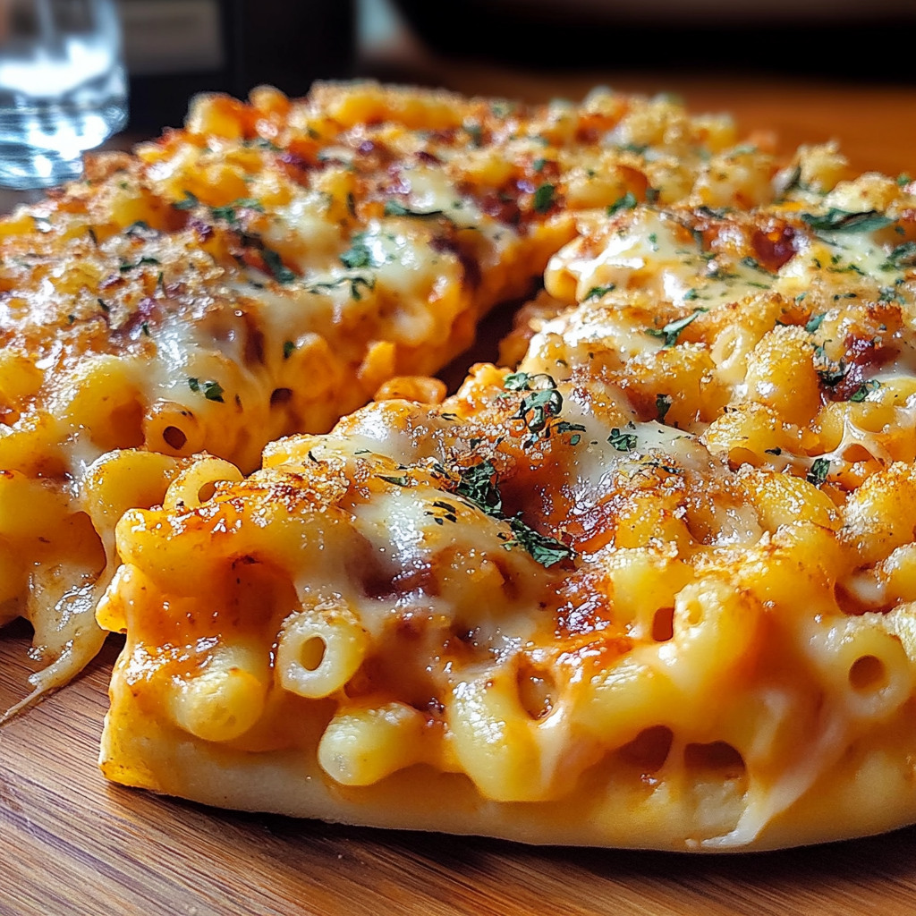 Recipe preparation for Macaroni and Cheese Pizza