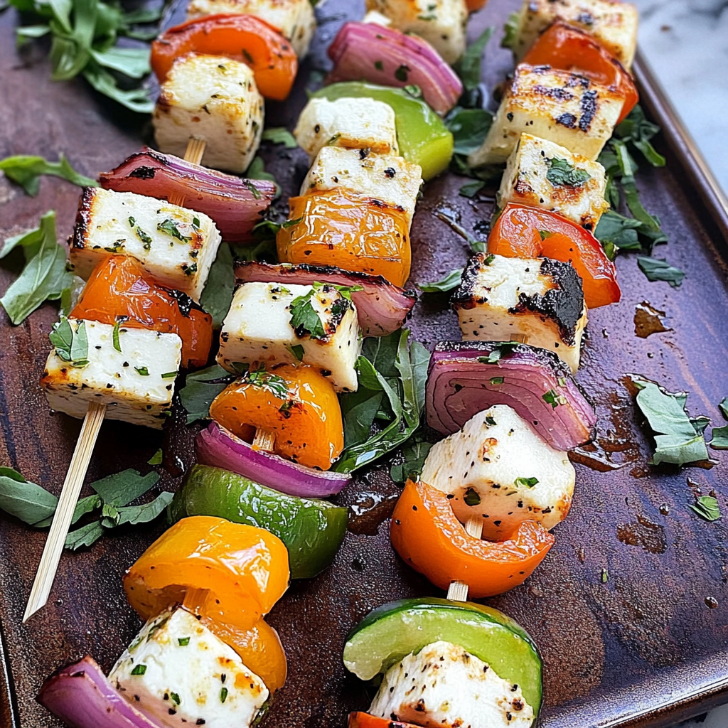Recipe preparation for Grilled Halloumi Skewers