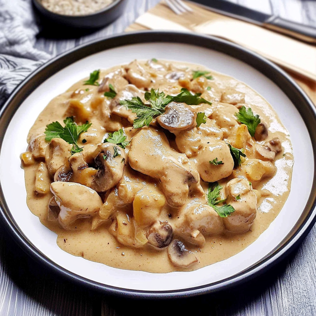 Recipe preparation for Chicken Stroganoff