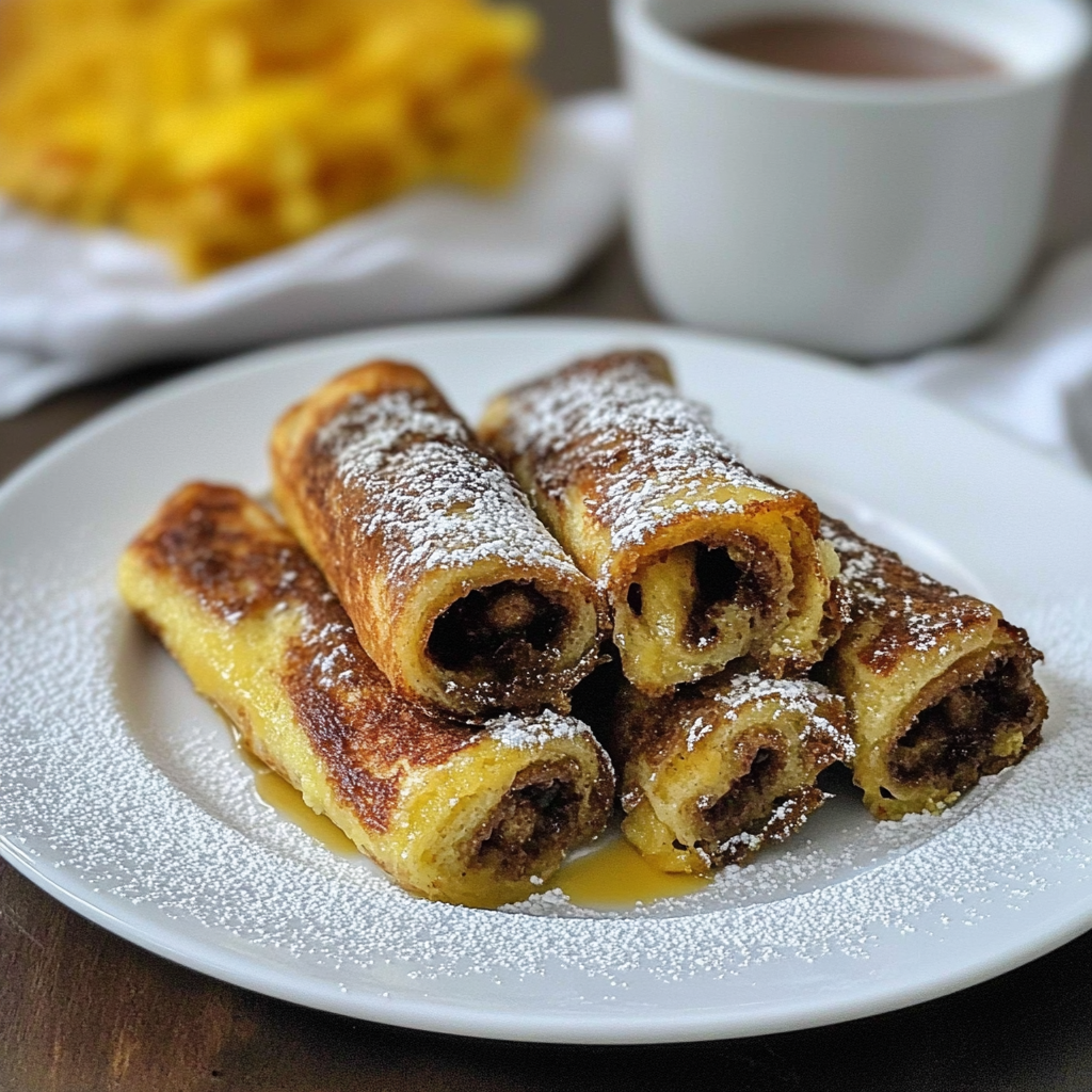 Recipe preparation for Cinnamon Roll French Toast Roll-Ups
