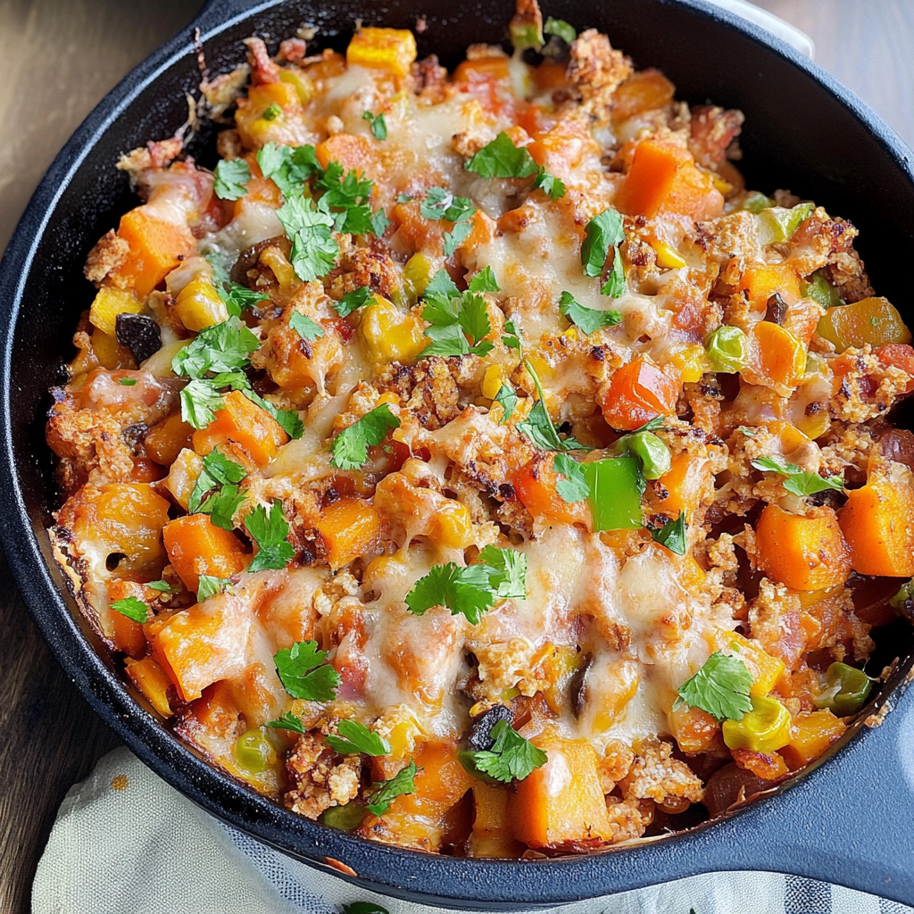Recipe preparation for Turkey Sweet Potato Skillet