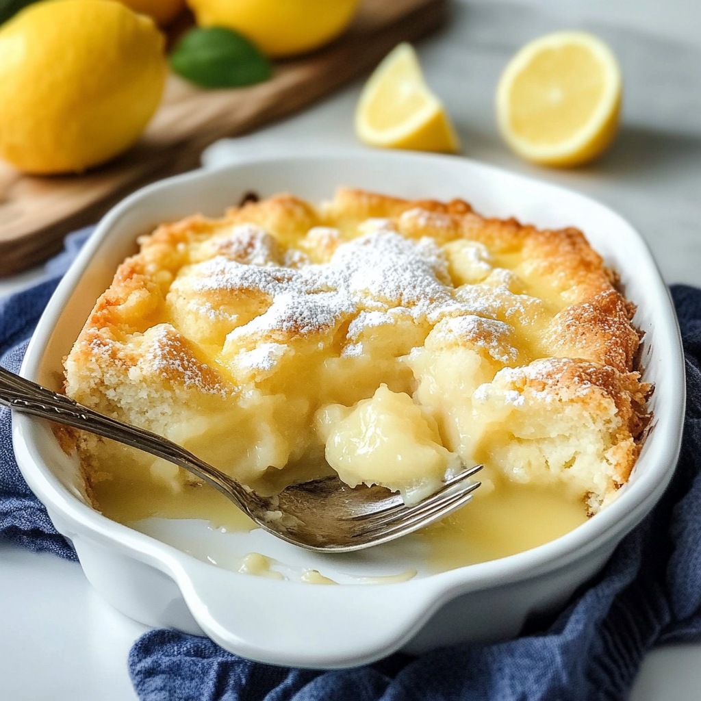 Recipe preparation for Magic Lemon Cobbler