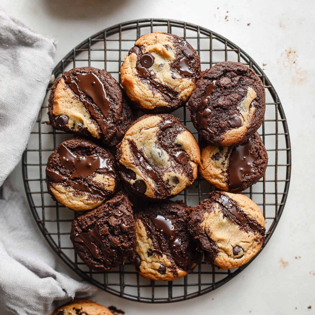 Recipe preparation for Peanut Butter Brownie Swirl Cookies