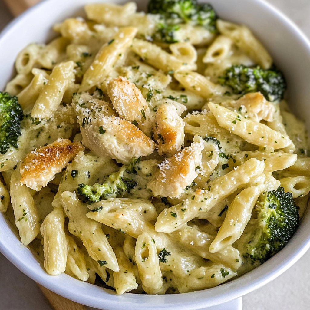 Recipe preparation for Creamy Buffalo Chicken and Broccoli Pasta