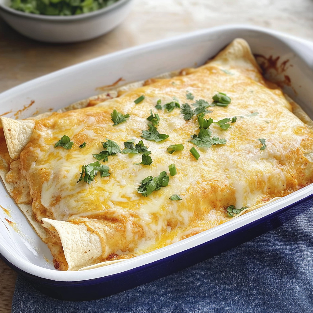 Recipe preparation for Creamy Chicken Enchiladas