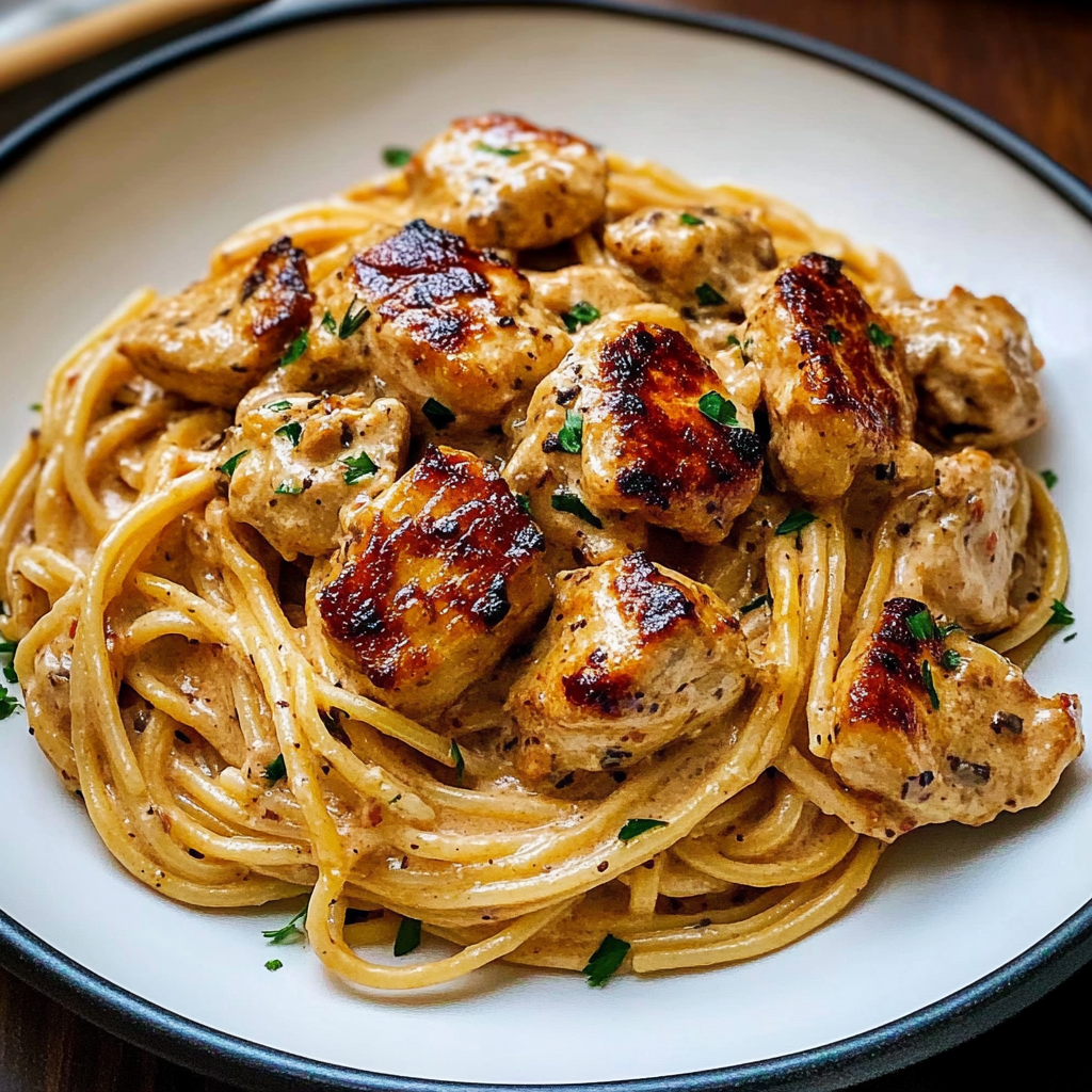 Recipe preparation for Creamy Cowboy Butter Chicken Pasta