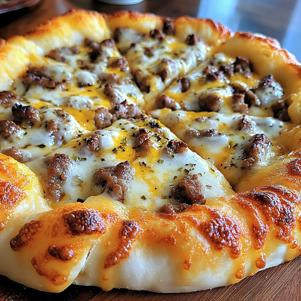 Recipe preparation for Sausage Gravy Breakfast Pizza