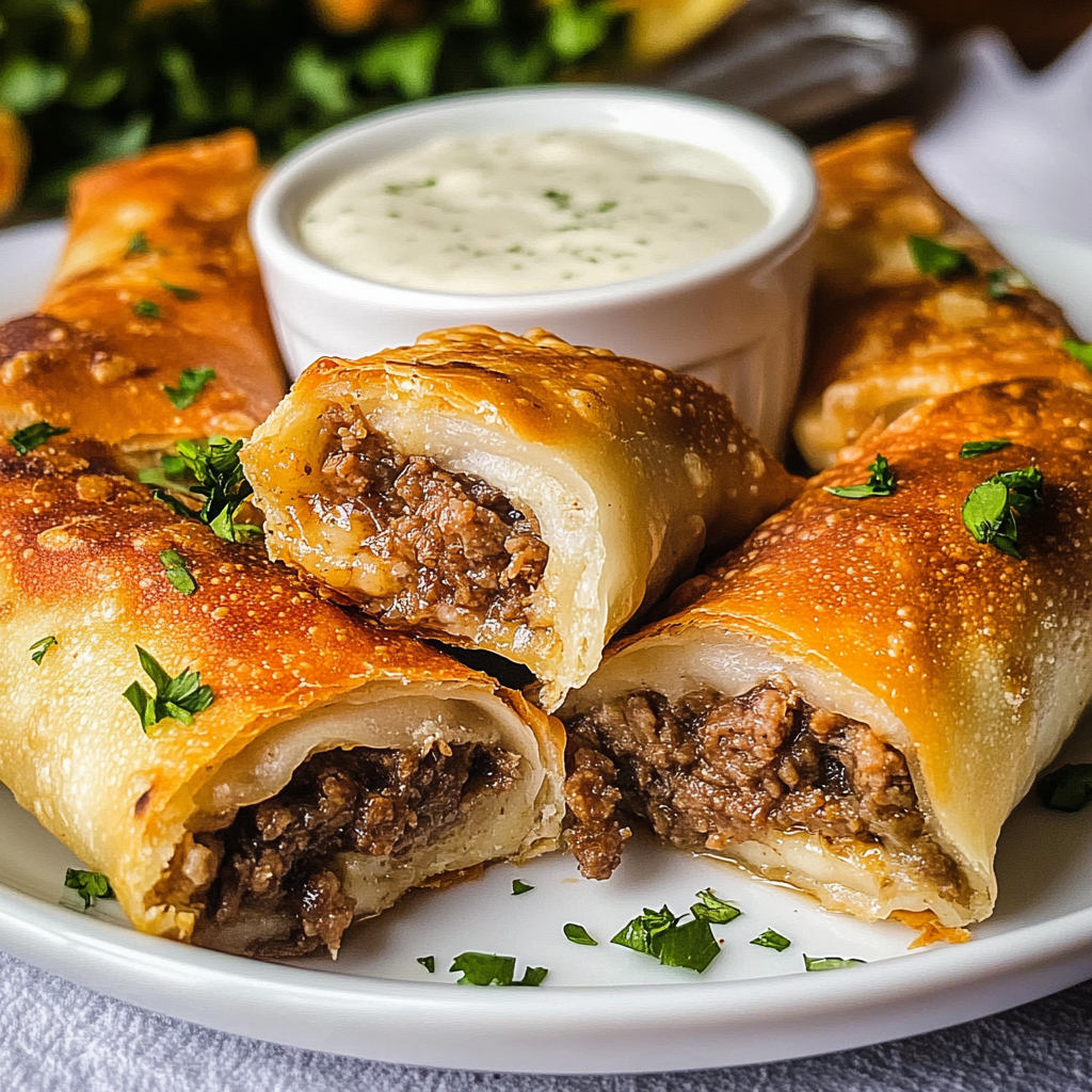 Recipe preparation for Philly Cheesesteak Egg Roll