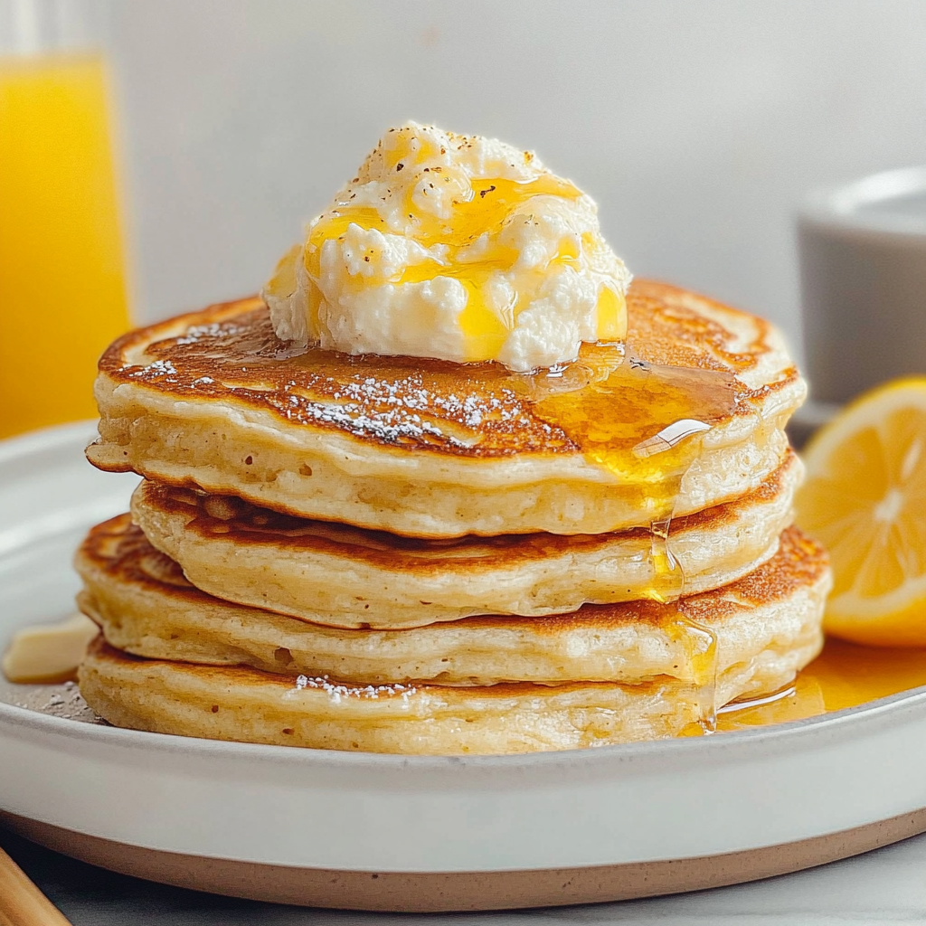 Recipe preparation for Lemon Ricotta Pancakes