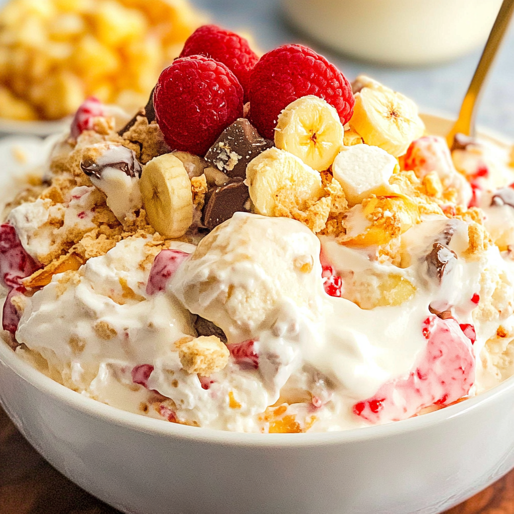 Recipe preparation for Banana Split Fluff Salad