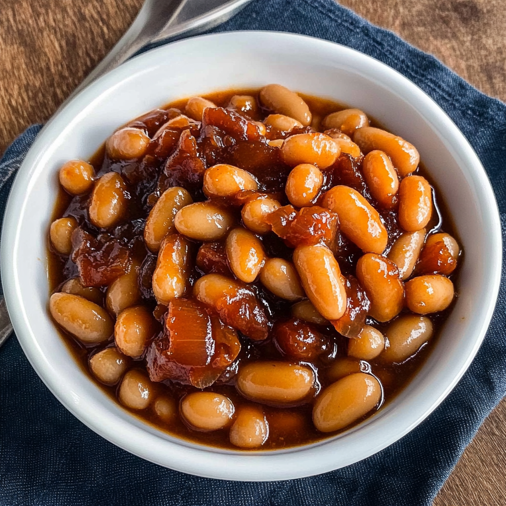 Recipe preparation for Sweet & Tangy Baked Beans